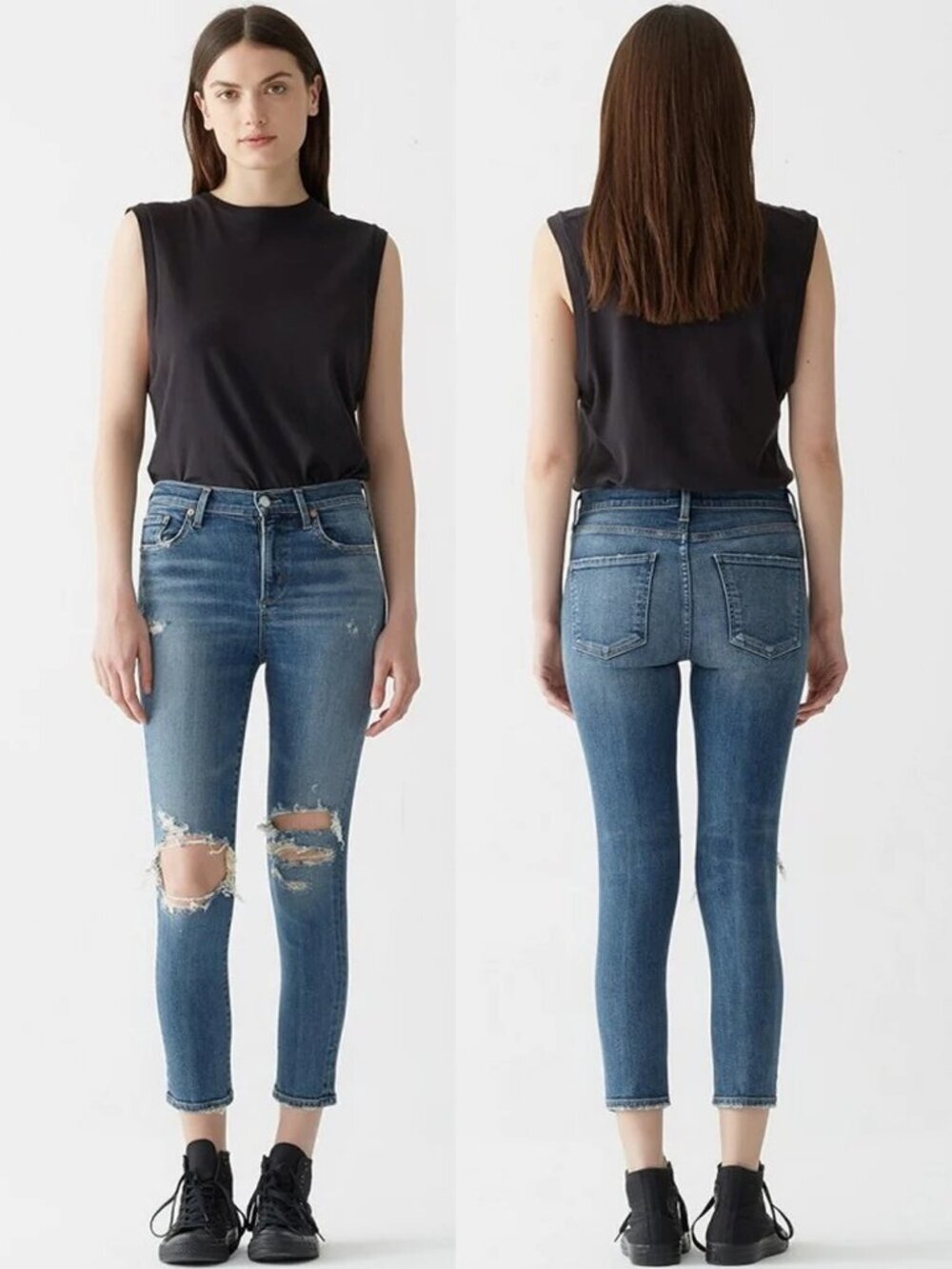 AGOLDE Sophie Distressed High Rise Crop Skinny Jeans